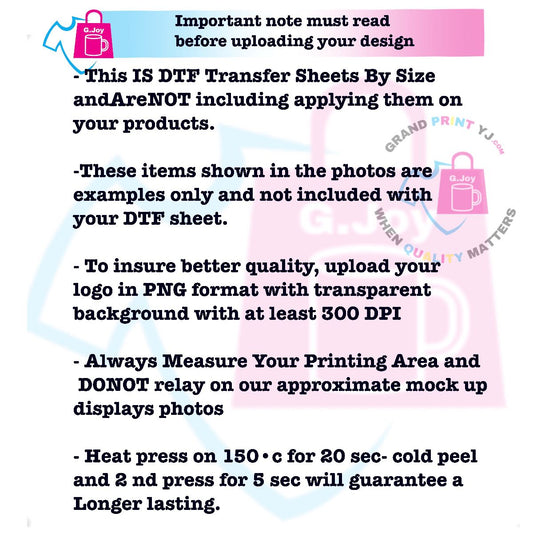 DTF Transfer By Size.