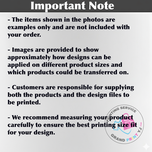Important note text on a white background with Grand Print YJ logo.