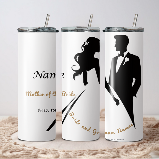 Wedding Stainless Steel Skinny Tumbler – Personalized Travel Cup