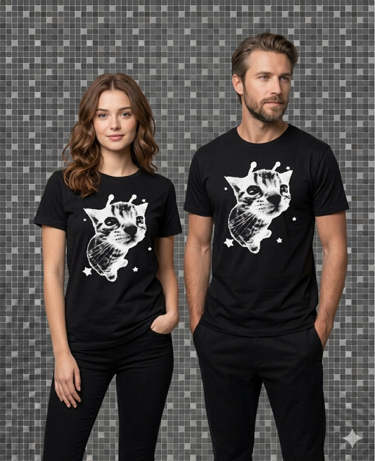 Y2K Alien Cat Meme Retro Silly Cat Vintage Kitty Funny Shirt T-Shirt