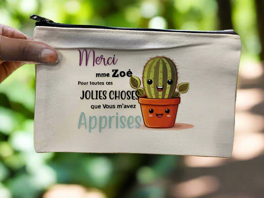 Personalized Canvas Zipper Storage Case – Custom Printed, Multi-Purpose Pouch - Teacher Gift Grand Print YJ