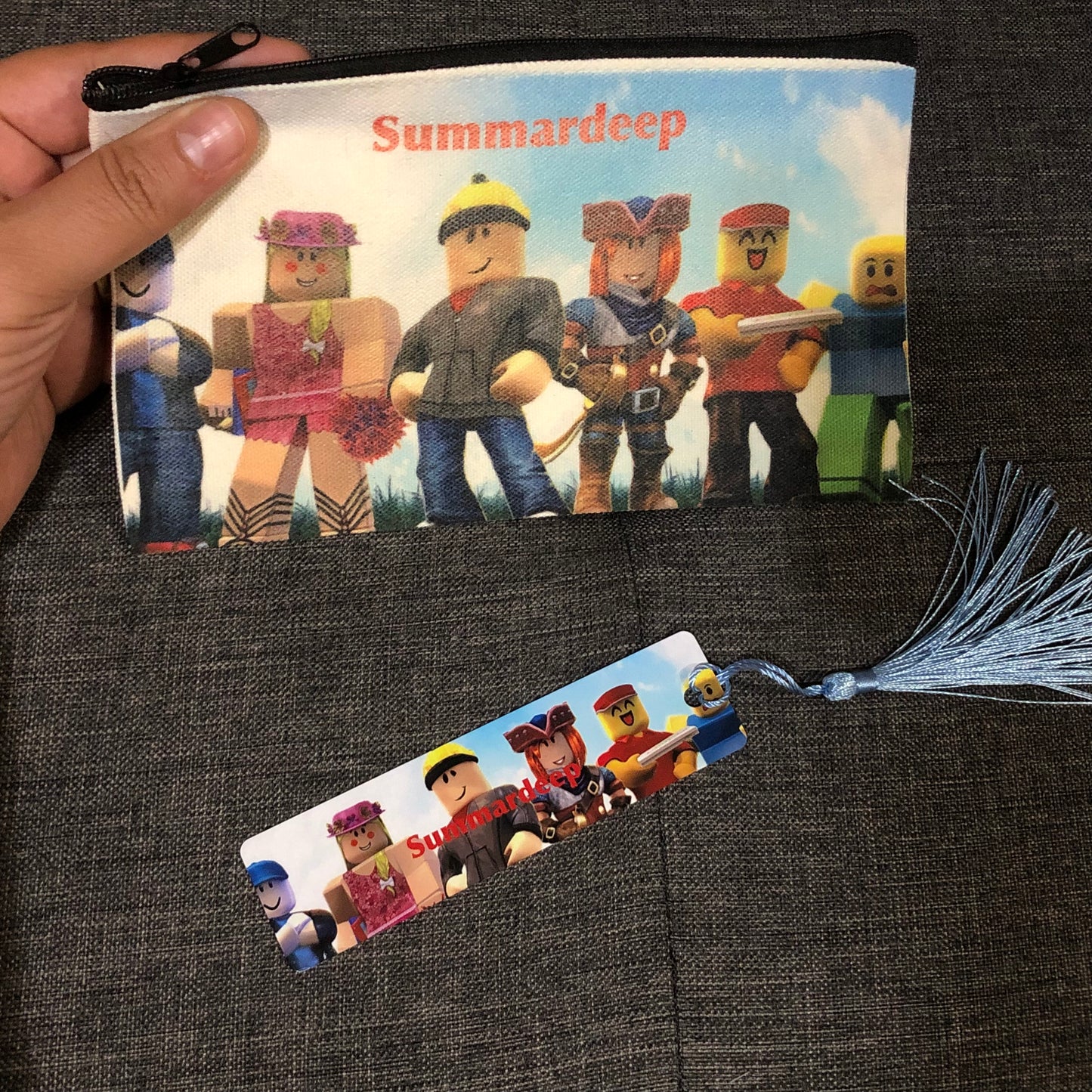 Personalized Gift bundle-Metal Bookmark and Storage Bag