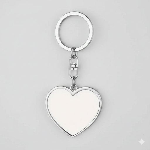 Custom Metal Keychain Heart Shaped - Both Sides