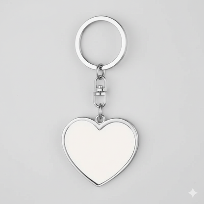 Custom Metal Keychain Heart Shaped - Both Sides