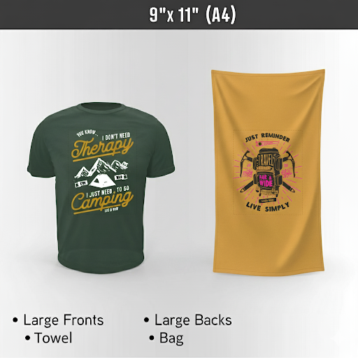  Personalized Green t-shirt and Personalized yellow towel with graphic designs on a gray background