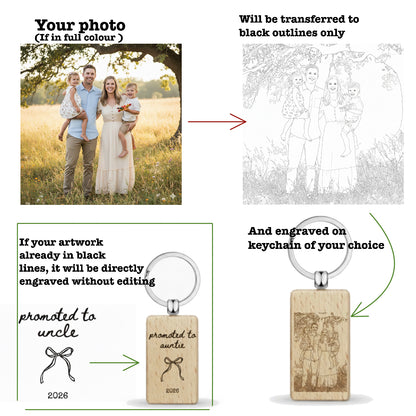 Personalized wooden keychain Laser engraving on wooden keychain