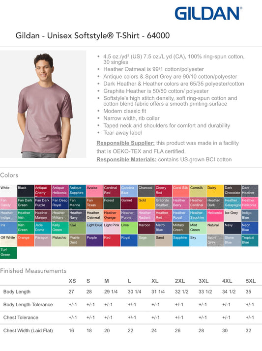 Customized Unisex Softstyle® T-Shirt - Gildan 64000