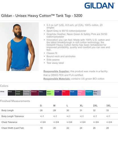 Customized Unisex Heavy Cotton™ Tank Top - Gildan 5200
