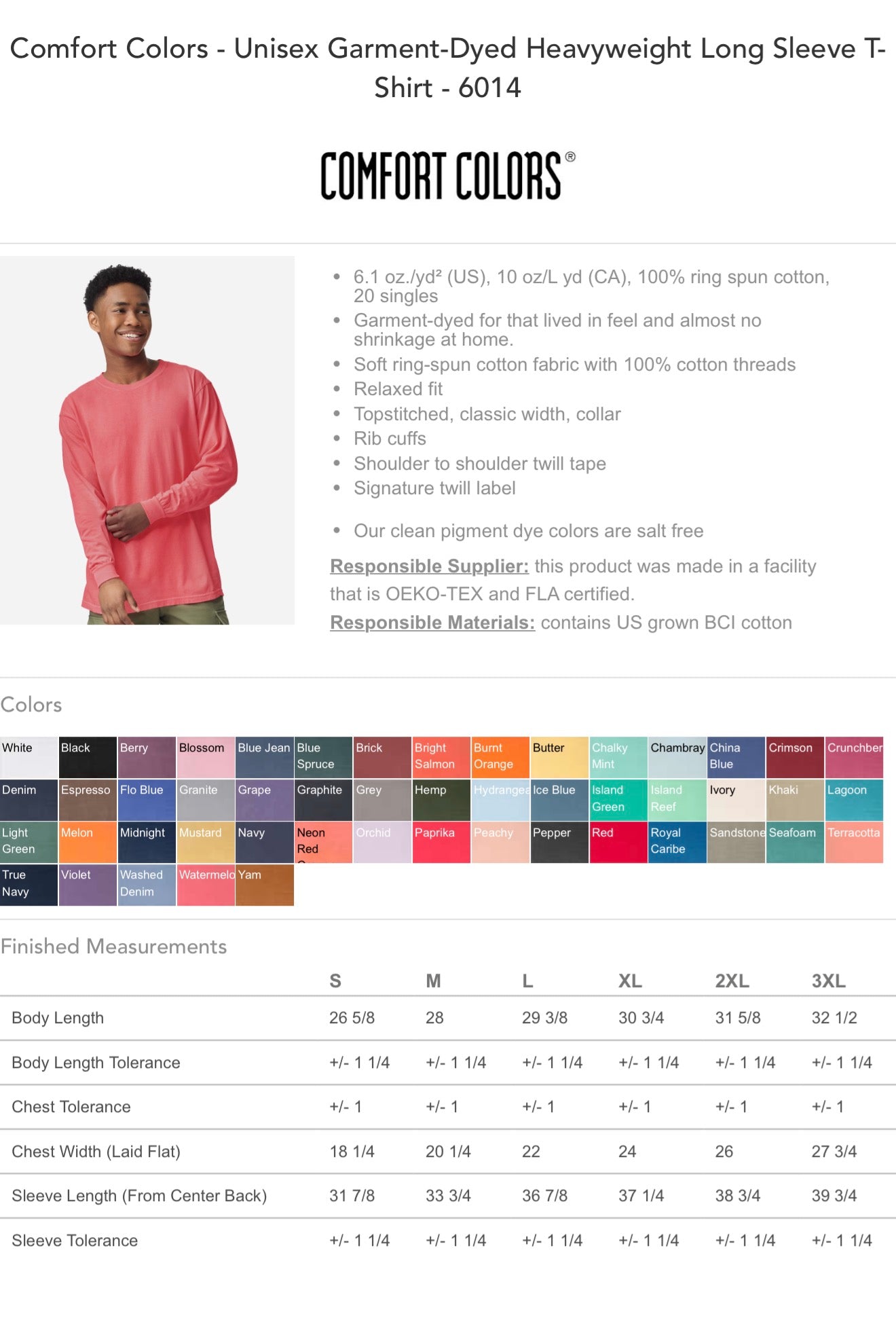 Customized Unisex Garment-Dyed Heavyweight Long Sleeve T-Shirt - Comfort Colors 6014