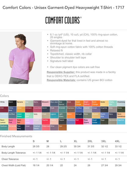 Customized Unisex Garment-Dyed Heavyweight T-Shirt - Comfort Colors 1717