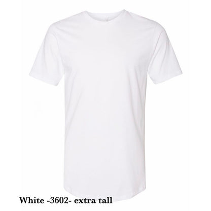 Customized Next Level Men's Cotton Long Body T-Shirt - 3602- Extra Tall Shirt