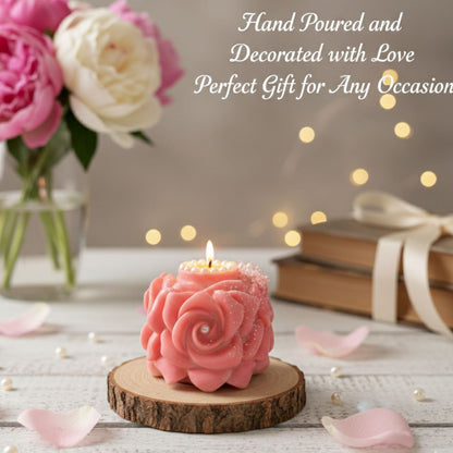 Luxury Rose Style Candle | Pillar Candle| 8 oz