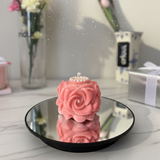 Luxury Rose Style Candle | Pillar Candle| 8 oz