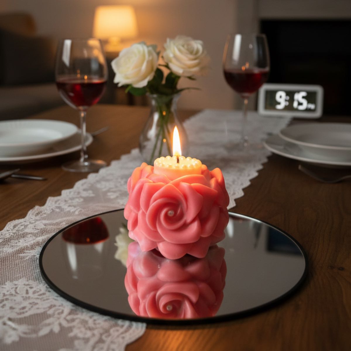 Luxury Rose Style Candle | Pillar Candle| 8 oz