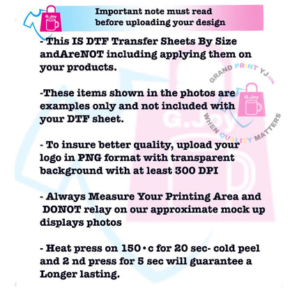 DTF Transfer By Size