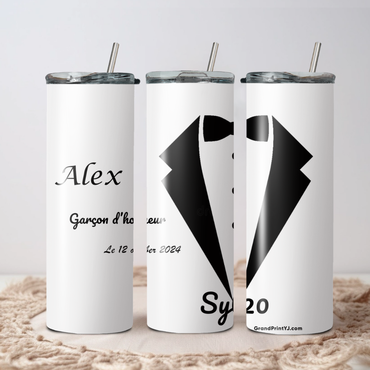 Wedding Stainless Steel Skinny Tumbler – Personalized Travel Cup