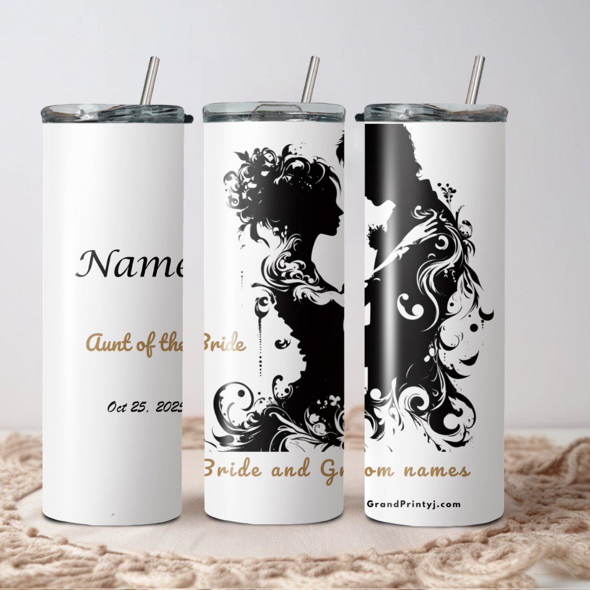 Wedding Stainless Steel Skinny Tumbler – Personalized Travel Cup