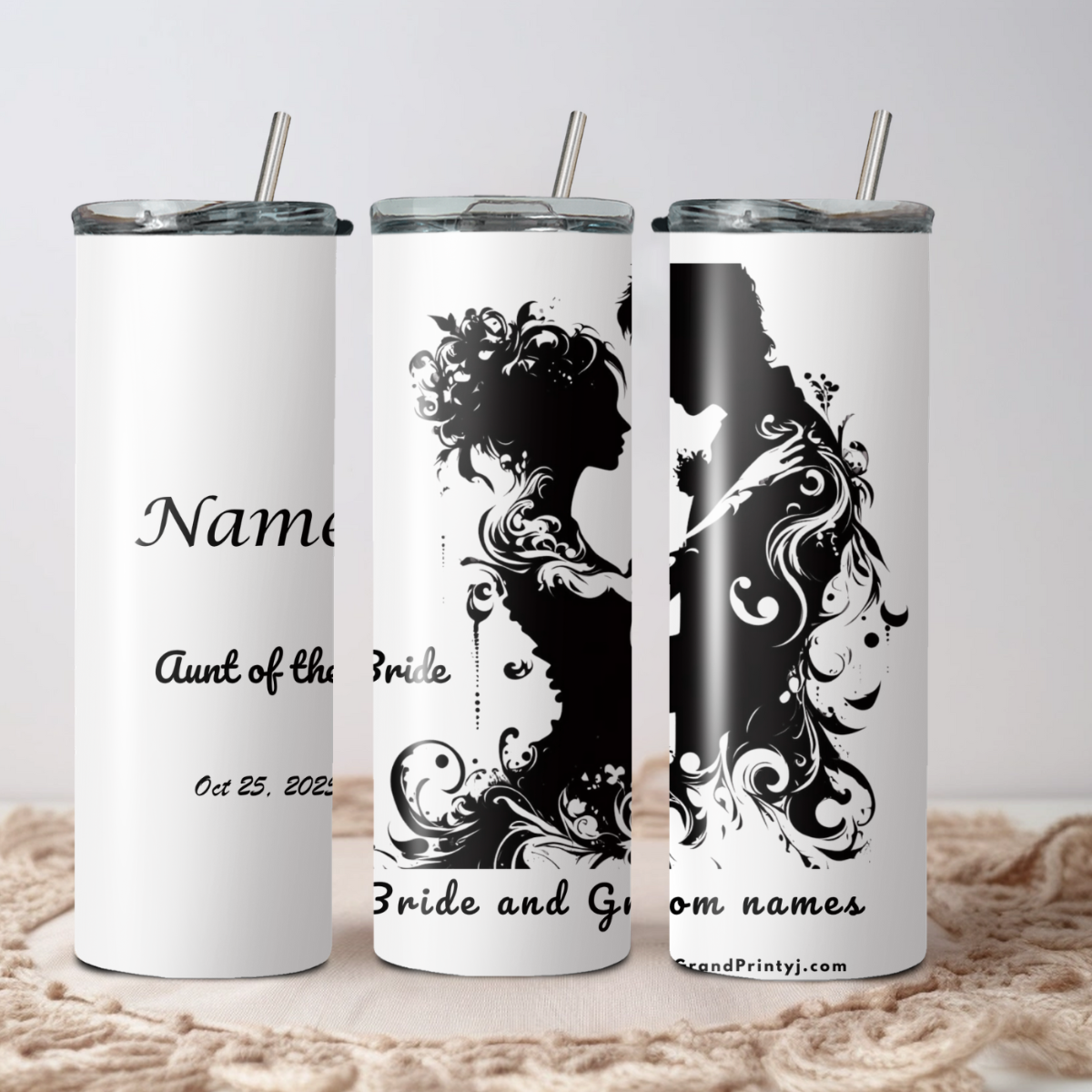 Wedding Stainless Steel Skinny Tumbler – Personalized Travel Cup