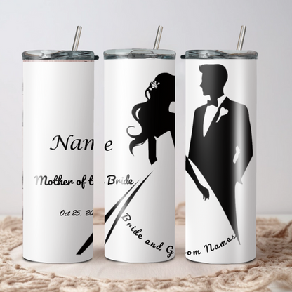 Wedding Stainless Steel Skinny Tumbler – Personalized Travel Cup