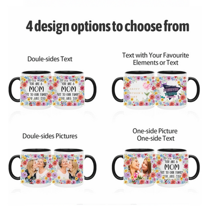 Personalized Floral Coffee Mug-C Handle – 11 oz Different Colors