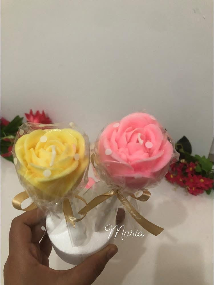 Individual Roses With Clear Wrapping- Medium - Scented Candle