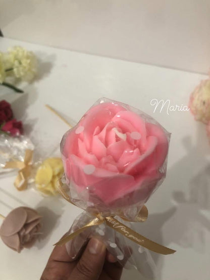 Individual Roses With Clear Wrapping- Medium - Scented Candle