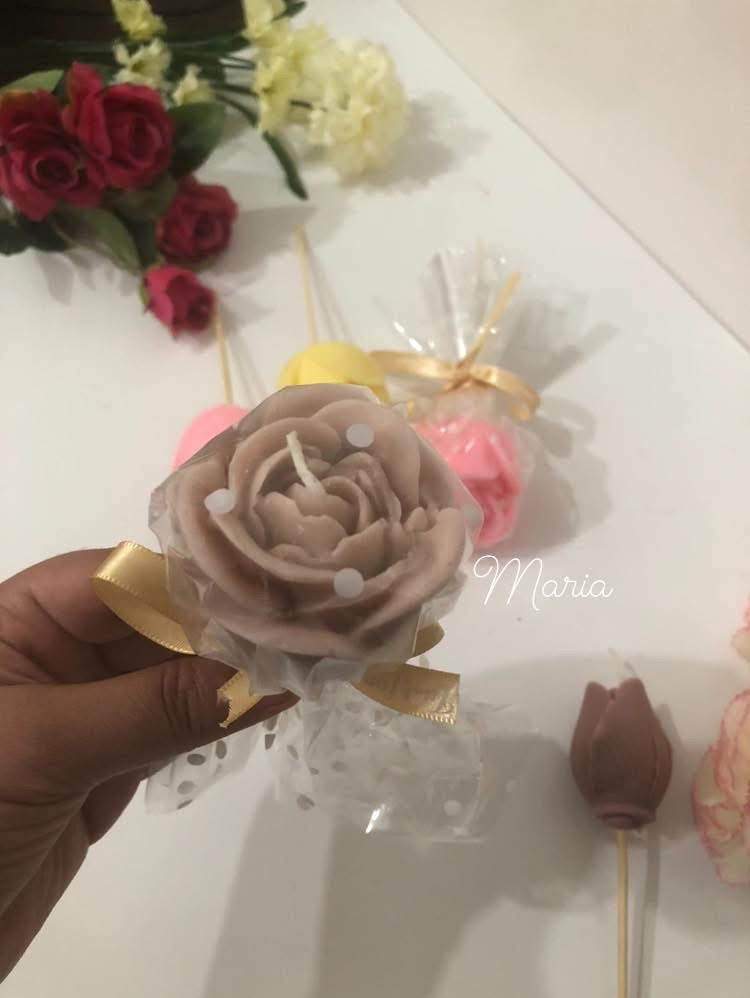 Individual Roses With Clear Wrapping- Medium - Scented Candle