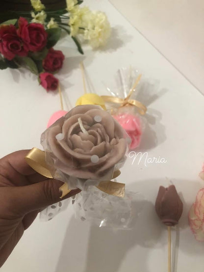 Individual Roses With Clear Wrapping- Medium - Scented Candle