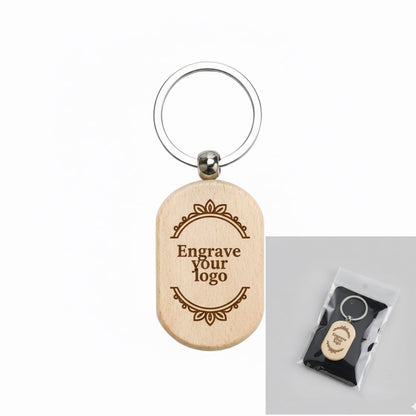 Personalized wooden keychain Laser engraving on wooden keychain