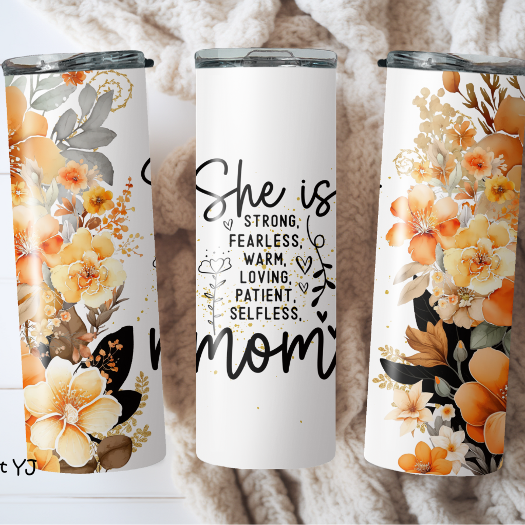 Multiple Floral Mother’s Day Stainless Steel Skinny Tumbler – Custom Insulated Travel Cup- Water Bottle