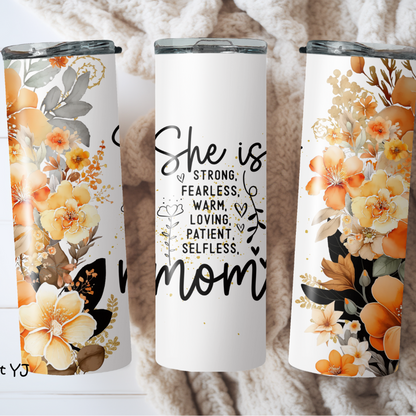 Multiple Floral Mother’s Day Stainless Steel Skinny Tumbler – Custom Insulated Travel Cup- Water Bottle