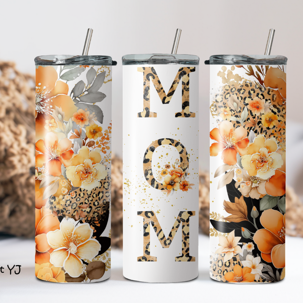 Multiple Floral Mother’s Day Stainless Steel Skinny Tumbler – Custom Insulated Travel Cup- Water Bottle