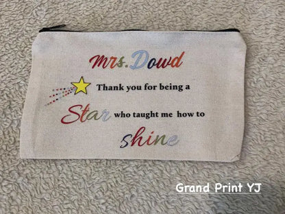 Personalized Canvas Zipper Storage Case – Custom Printed, Multi-Purpose Pouch - Teacher Gift Grand Print YJ