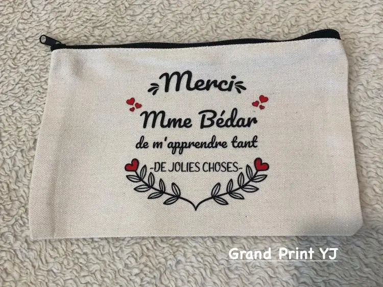 Personalized Canvas Zipper Storage Case – Custom Printed, Multi-Purpose Pouch - Teacher Gift Grand Print YJ