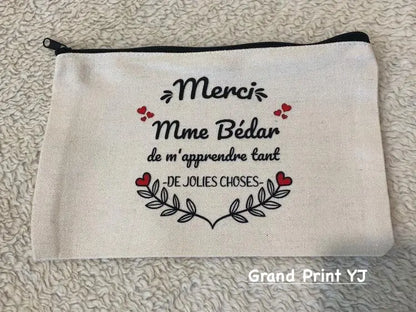Personalized Canvas Zipper Storage Case – Custom Printed, Multi-Purpose Pouch - Teacher Gift Grand Print YJ