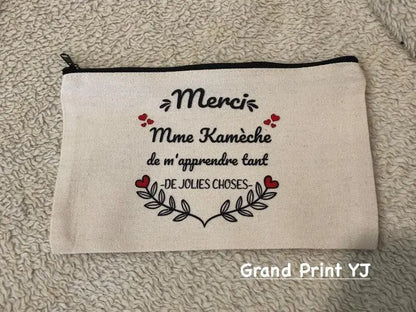 Personalized Canvas Zipper Storage Case – Custom Printed, Multi-Purpose Pouch - Teacher Gift Grand Print YJ
