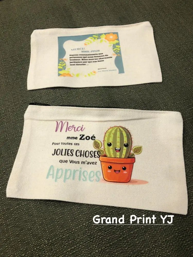 Personalized Canvas Zipper Storage Case – Custom Printed, Multi-Purpose Pouch - Teacher Gift Grand Print YJ