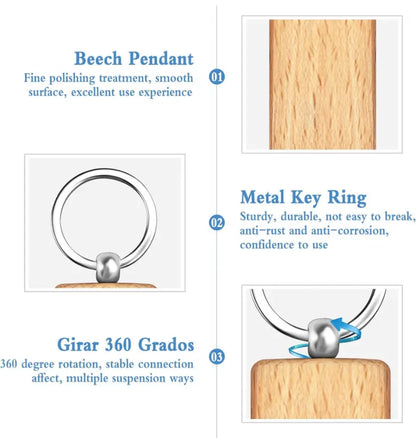 Personalized wooden keychain Laser engraving on wooden keychain Grand Print YJ