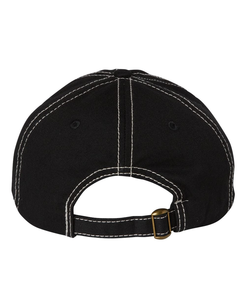 Black cap with a gold buckle on a white background