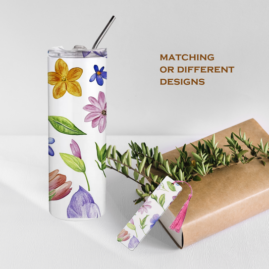 Personalized Gift bundle-Stainless Steel Skinny Tumbler and Bookmark